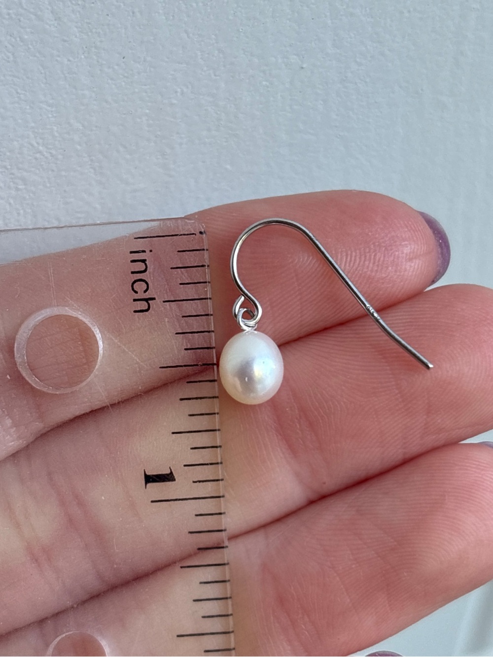 Sterling Silver Genuine White Pearl Dangle Drop Hook Earrings - Picture 8 of 8